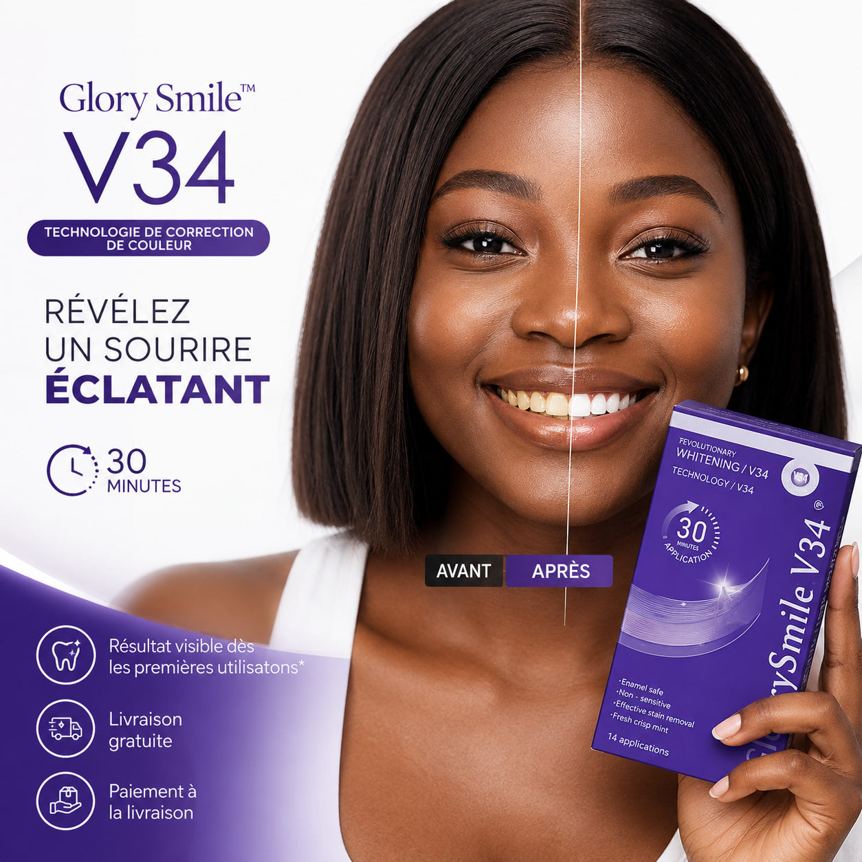 Glory Smile V34 – Bandes Blanchissantes Dentaires